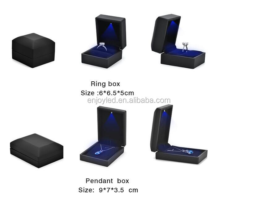 Wholesale Plastic LED Jewelry Box Wedding Ring Boxes With Led Light