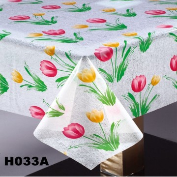 Tulip design transparent printed pvc tablecloths