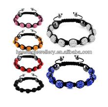 Wholesale Fashio Pugster Crystal Disco Ball 9PCs Handmade Friendship Shamballa Macrame Bracelets