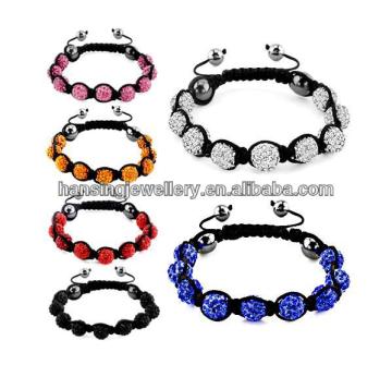 Wholesale Fashio Pugster Crystal Disco Ball 9PCs Handmade Friendship Shamballa Macrame Bracelets
