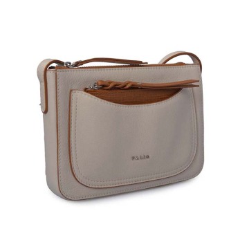 Borsa a tracolla beige da donna con cerniera borsa vintage