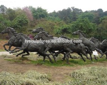 High quality modern art bronze lifesize abstract running horses sculpture for decor