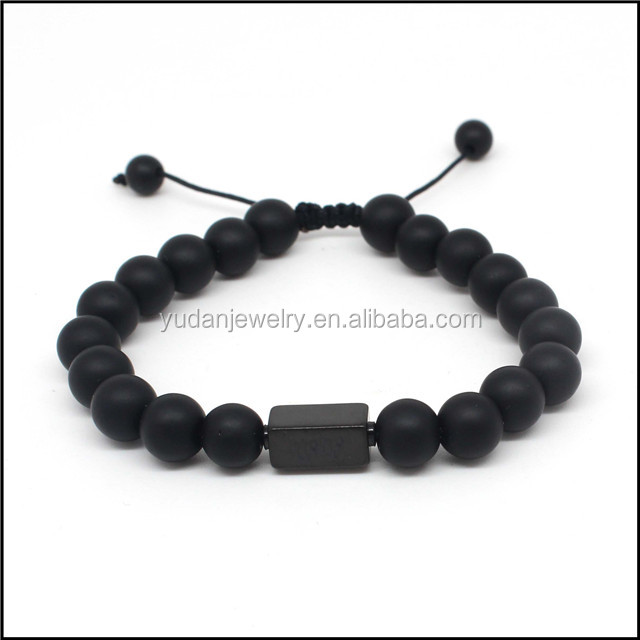 Black Agate braided bead bracelet