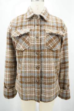 100%Polyester Tweeds 400G Ladies Shirt Coat