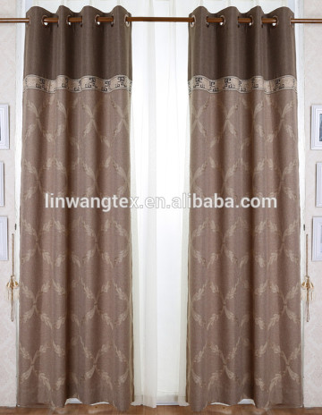 2013 new design elegant linen-like curtain flowers embroidered