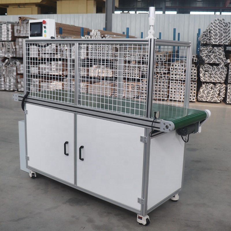 Factory Direct Selling Custom Industrial Production Line PVC Belt Conveyor with Protection fence and lockers