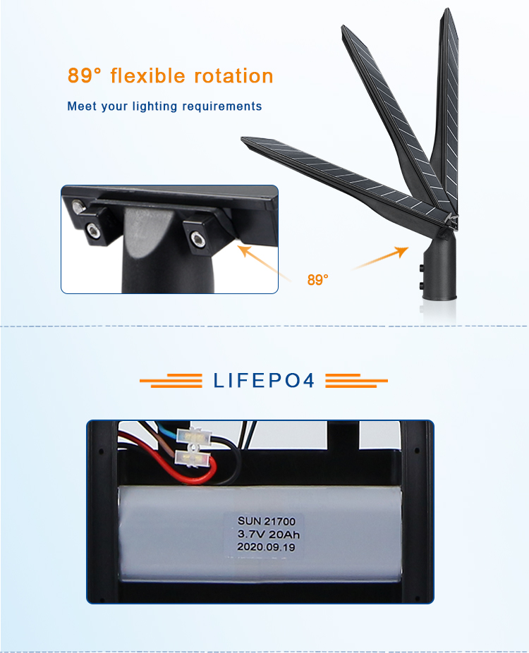 KCD Integrated Solar Street Light 80w Lifepo4 Battery