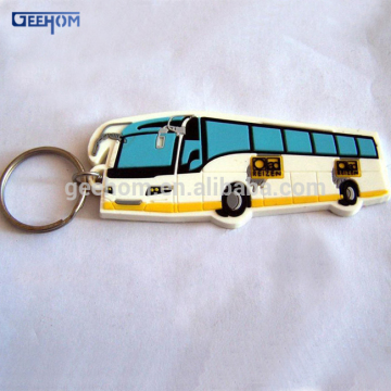 3d bus shape soft plastic key chain