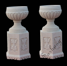 Hand-Carved White Marble Flowerpots, Marble planters