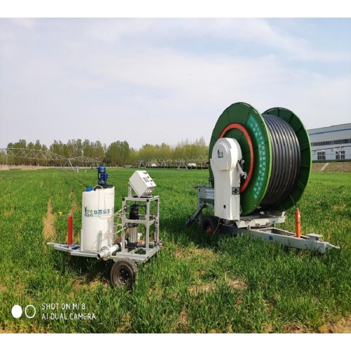 wheeled sprinkler hose reel irrigation machine system