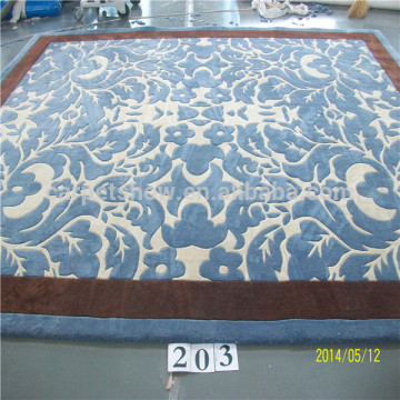 Wool hand made carpet with carved patterns