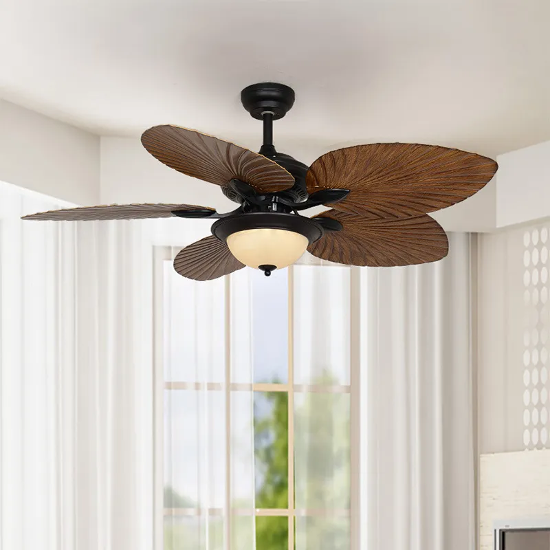 Retro Remote Control Ceiling Fan Lamp for Dining Room