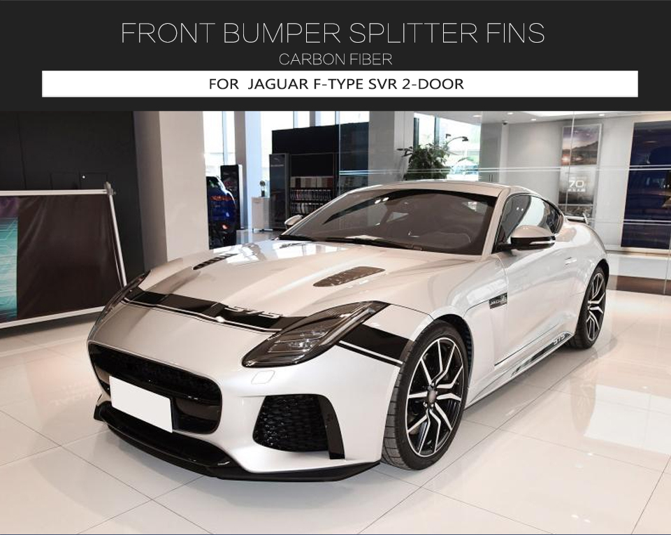 Carbon Fiber Front Bumper Splitter Air Vent Fins for Jaguar F-Type SVR 2-Door 2018-2019