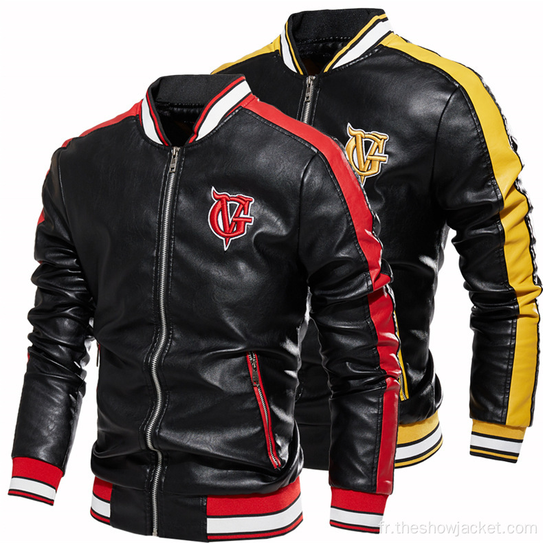 Veste de motard en similicuir pour hommes sur mesure pour hommes