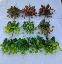High Quality 6 Branches Real Touch Artificial Green Plant Leaves for Sale