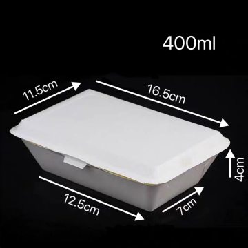 400ml White Disposable Clamshell Paper Lunch Box