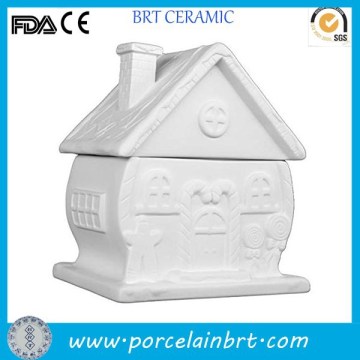 Blank white paint your own DIY ceramic House Canister