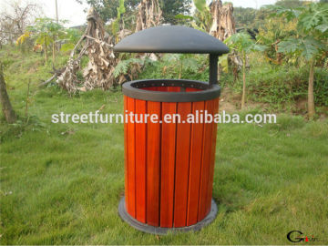 Waterproof wooden outdoor trash bin