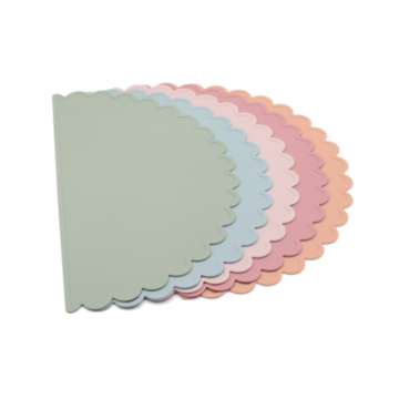 Placemats de silicone para crianças meia esteira de flor redonda