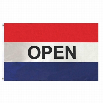 Polyester OPEN Flag Printing Satin Advertising Flags 3x5
