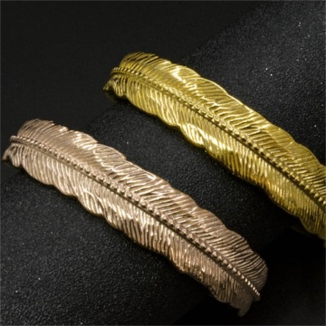 Gold Feather Cuff Bracelet
