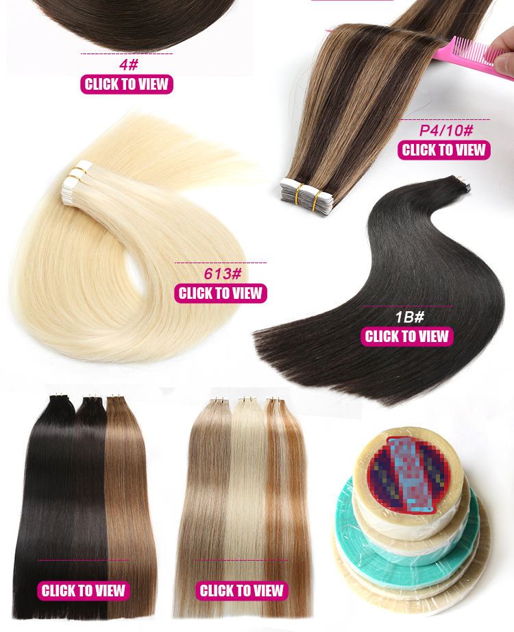 Hot Wholesale 10-15A 100%Human Hair Double Tape Natural Straight 18&20" Hair Extension In Stock