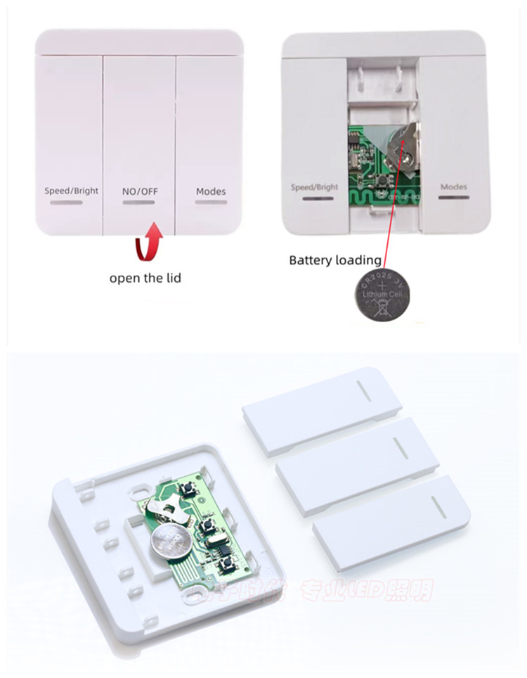 Wireless RF Remote Dimmer Switch – 12V-24V LED Strip Light Controller, 1 Channel, 15M Range, For Single Color 5050/3528 LEDs