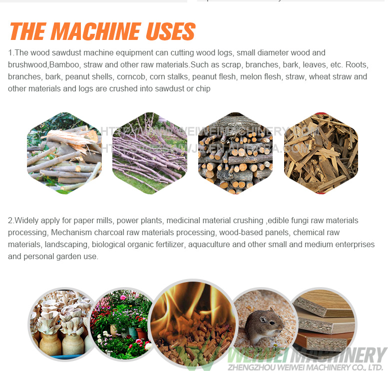 Weiwei capacity 3t wood chipper log wood shredder machine