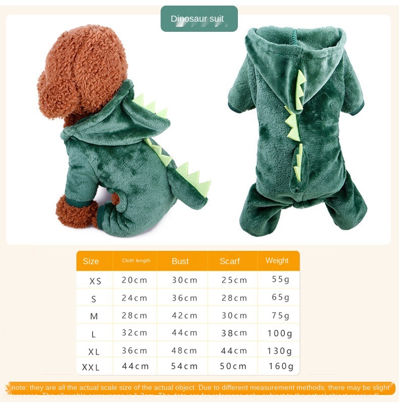 New Teddy Autumn and Winter Pet Clothes Coral Fleece Dog Costume Cartoon Dog Pet Costume