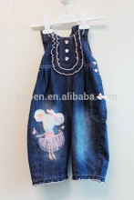100% Cotton Lovely Design Girl Short Jean Kids Denim Overalls Pants B25-0264