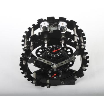 Reloj negro de mesa redonda