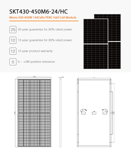 Mono Solarenergie -Panel 445W halb geschnitten 144 Zellen