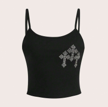 Women's Rhinestone Crystal Camisole Tank Top