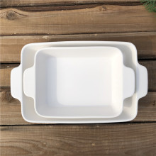 Hot-Selling White Rectangle Ceramic Bakeware with Handle, Oven Safe