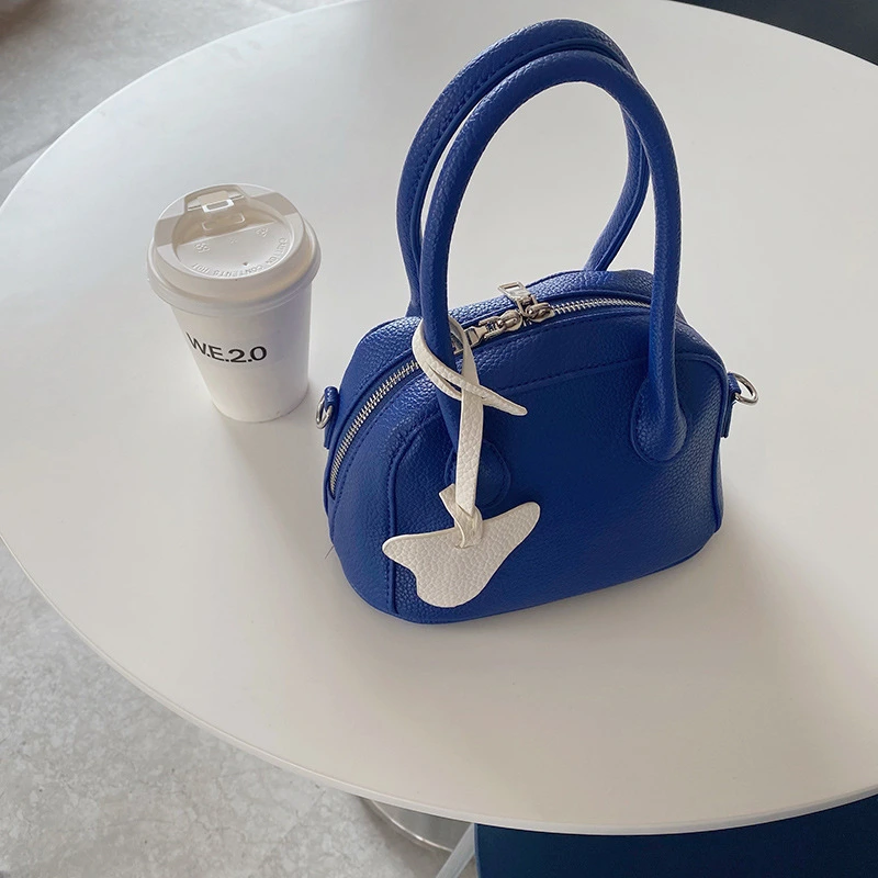 2021 Fashion Blue Lychee Pattern Handbag for Ladies