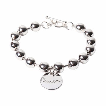 PT2018 Engraved Charm Jewellery Fahsion Silver Jewelry Ccb Beaded Silver Toggle Bead Bracelet