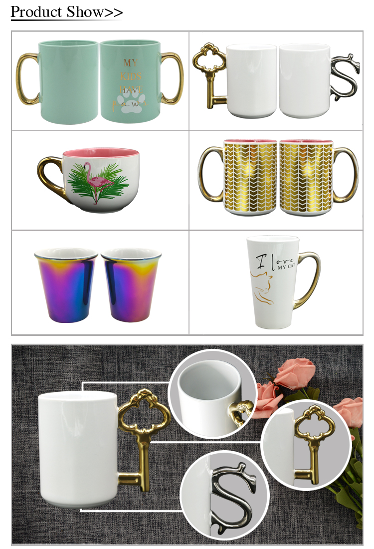 Promotional coffee electroplating ceramic cups and mugs for restaurant