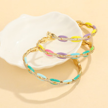 Dopamine-Inlaid Zircon Multicolor Dripping Pork Nose Copper Plating Opening Bracelet