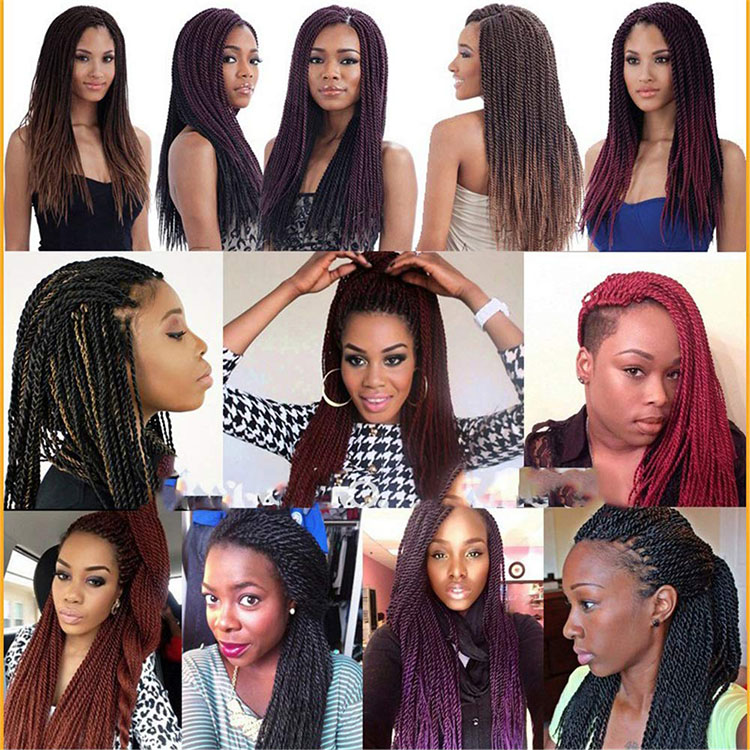 Wholesale Senegalese Twist Crochet Hair Extensions Long Twist Braiding Hair 24inch 100g Solid And Mixed Color Synthetic Fiber