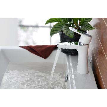 Bathroom basin faucet with white color