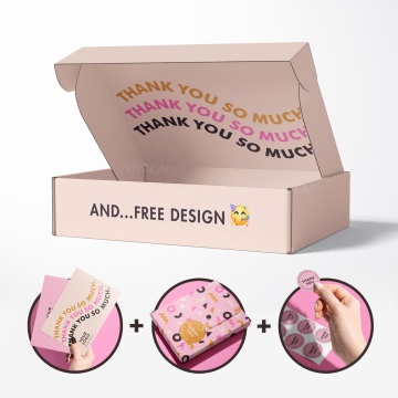 Custom Logo Printed Mailer Box Bundle Pack - Paper Card, Wrapping Paper & Stickers