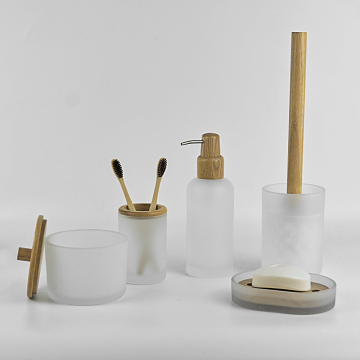 Milk white bath set glass bottle