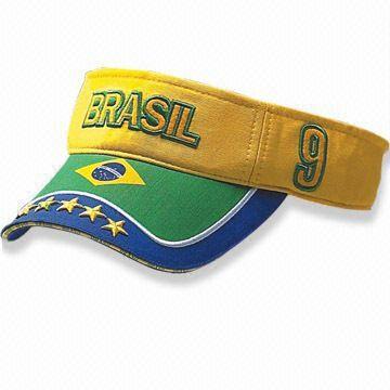 Brushed Cotton Visor with Print Logo on Bill, Self-fabric Strap and Adjustable Velcro