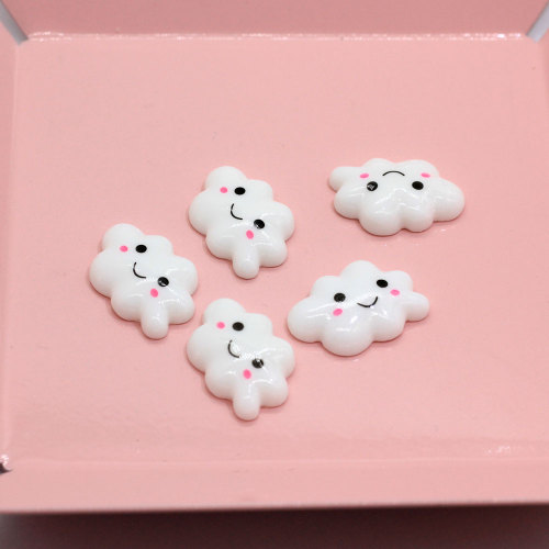 Resin Cute White Cloud Cabochons Flatback Smile Cloud White Cloud Cabochons