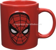 Red color embossed logo Ceramic mug Ceramic cup