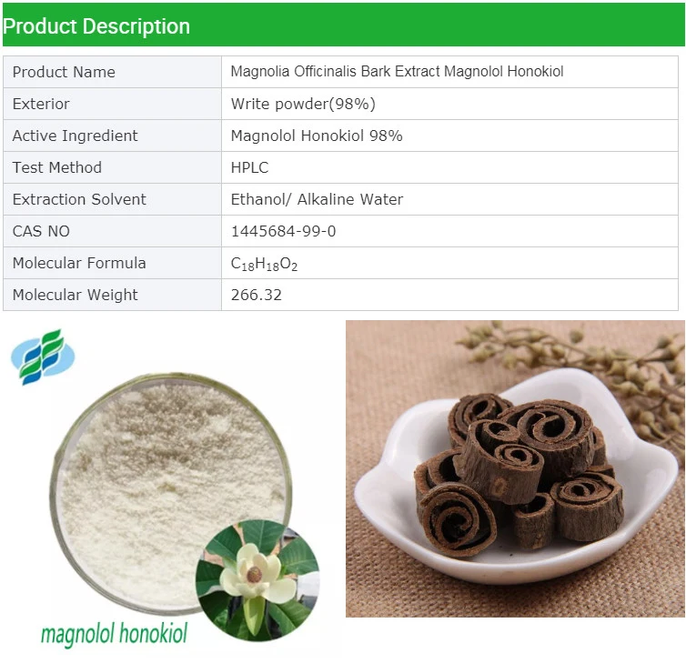 Solvent-Free Residue Magnolia Officinalis Bark Extract Magnolol 98% Powder