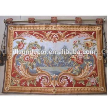 Polyester or pure silk or viscose embroidered tapestry