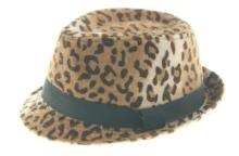 Ladies Leopard Printing Polyester Fedora Hat