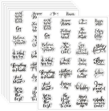 Black Transparent Inspirational Quote Stickers - Waterproof Motivational Labels for Scrapbooking & Journaling