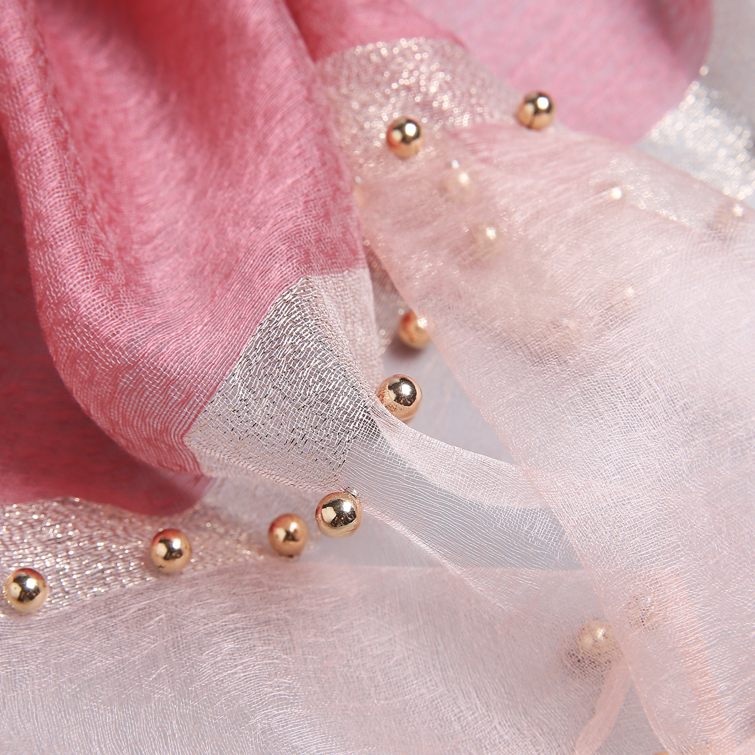 Hand-made silk wool scarves inlaid with pearls (9)